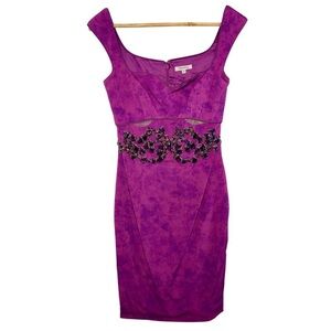 Chic Purple Mini Dress with Embellished Waist